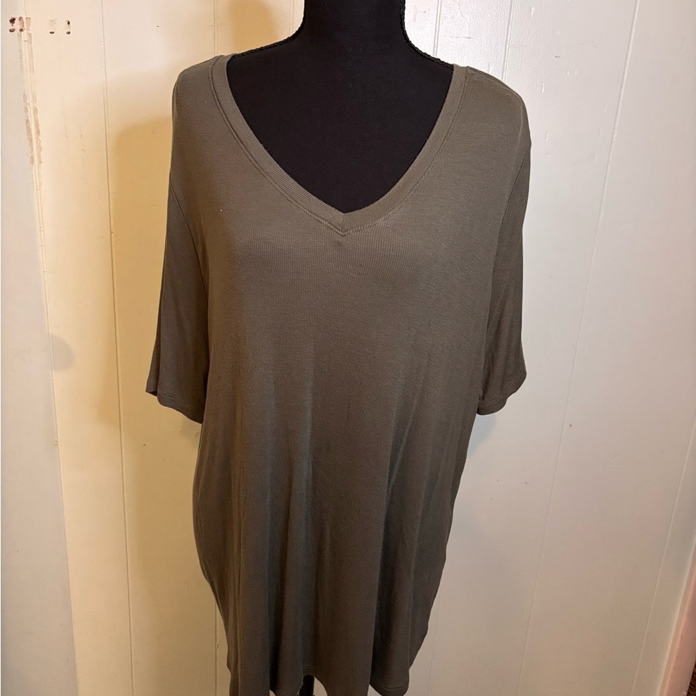 Terra & Sky Olive Short Sleeve V-Neck Tee